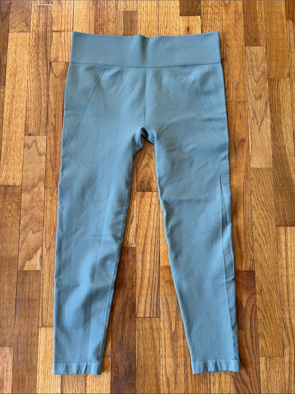 Avia Olive Sage Green High-Waisted Ribbed Leggings Size XL